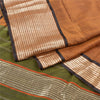 Sanskriti Vintage Heavy Brown Sarees Pure Mysore Silk Hand Woven Sari Fabric