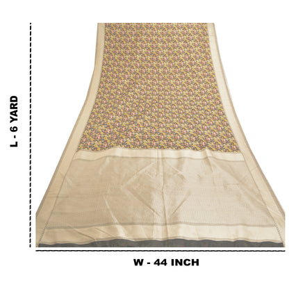 Sanskriti Vintage Grey Indian Sarees Art Silk Hand Woven Indian Sari Fabric