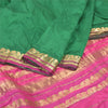 Sanskriti Vintage Green/Pink Sarees Pure South Silk Brocade/Banarasi Sari Fabric