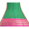 Sanskriti Vintage Green/Pink Sarees Pure South Silk Brocade/Banarasi Sari Fabric