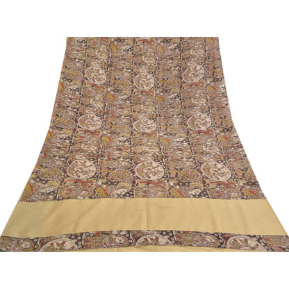 Sanskriti Vintage Brown Sarees Art Silk Pattachitra Special Sari 6 Yard Fabric