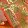 Sanskriti Vintage Saffron Indian Sarees 100% Pure Silk Woven Brocade Sari Sustainable Fabric