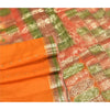 Sanskriti Vintage Saffron Indian Sarees 100% Pure Silk Woven Brocade Sari Sustainable Fabric