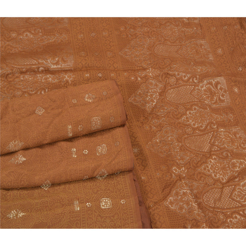 Sanskriti Vintage Heena Green 100% Pure Silk Brocade Saree: Woven Zari Fabric Saree 5+yd Crafts Sewing Home Decor, Bag Making, Upcycled