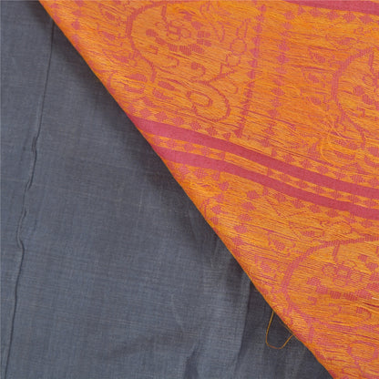 Sanskriti Vintage Greyish Black Indian Sarees Pure Silk Handwoven Sari 6ydFabric