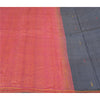Sanskriti Vintage Greyish Black Indian Sarees Pure Silk Handwoven Sari 6ydFabric
