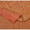 Sanskriti Vintage Beige Sarees Pure Handloom Silk Printed Sari 5yrd Craft Fabric