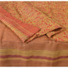 Sanskriti Vintage Beige Sarees Pure Handloom Silk Printed Sari 5yrd Craft Fabric
