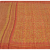 Sanskriti Vintage Beige Sarees Pure Handloom Silk Printed Sari 5yrd Craft Fabric