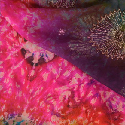 Sanskriti Vintage Bollywood Sarees Pure Georgette Beaded Tie-Dye Sari 5+ydFabric