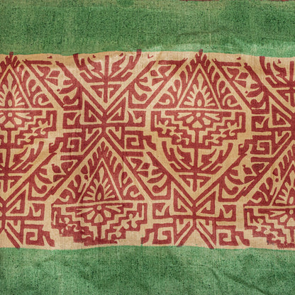 Sanskriti Vintage Beige Pure Silk Heavy Saree Geometric Print Sari 6+Yard Fabric