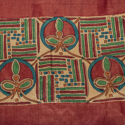 Sanskriti Vintage Beige Pure Silk Heavy Saree Geometric Print Sari 6+Yard Fabric