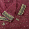 Sanskriti Vintage Pink Sarees Net Mesh Hand Beaded Zardozi Sari 5yd Craft Fabric