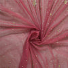 Sanskriti Vintage Pink Sarees Net Mesh Hand Beaded Zardozi Sari 5yd Craft Fabric