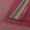Sanskriti Vintage Pink Sarees Net Mesh Hand Beaded Zardozi Sari 5yd Craft Fabric