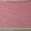 Sanskriti Vintage Pink Sarees Net Mesh Hand Beaded Zardozi Sari 5yd Craft Fabric