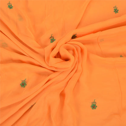Sanskriti Vintage Orange Sarees Pure Georgette Silk Handmade Premium Sari Fabric