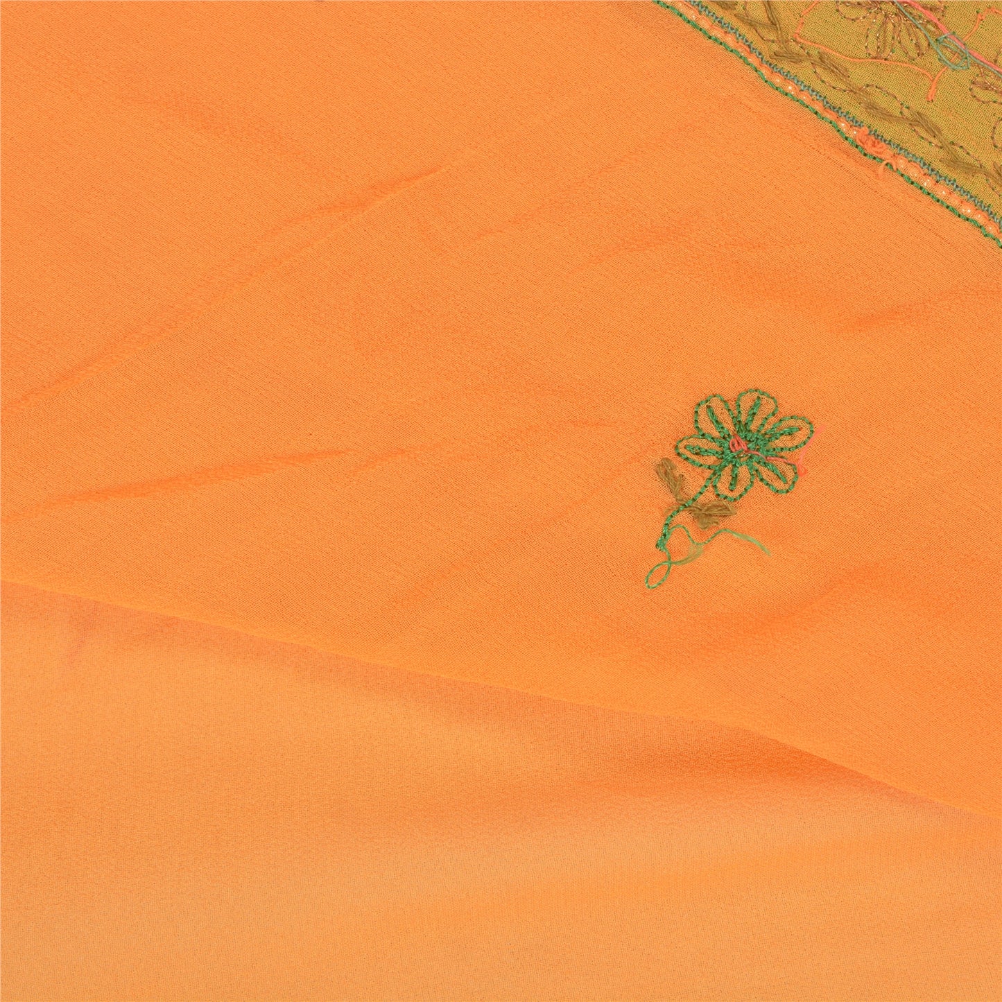 Sanskriti Vintage Orange Sarees Pure Georgette Silk Handmade Premium Sari Fabric