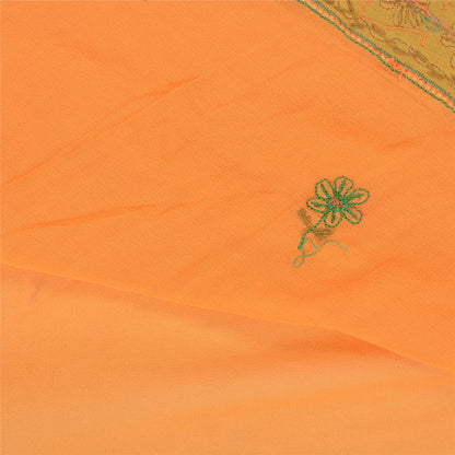 Sanskriti Vintage Orange Sarees Pure Georgette Silk Handmade Premium Sari Fabric