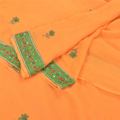 Sanskriti Vintage Orange Sarees Pure Georgette Silk Handmade Premium Sari Fabric