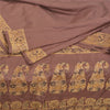 Sanskriti Vintage Indian Brown Sarees 100% Pure Silk Woven Sari 5 Yard Fabric