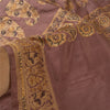 Sanskriti Vintage Indian Brown Sarees 100% Pure Silk Woven Sari 5 Yard Fabric