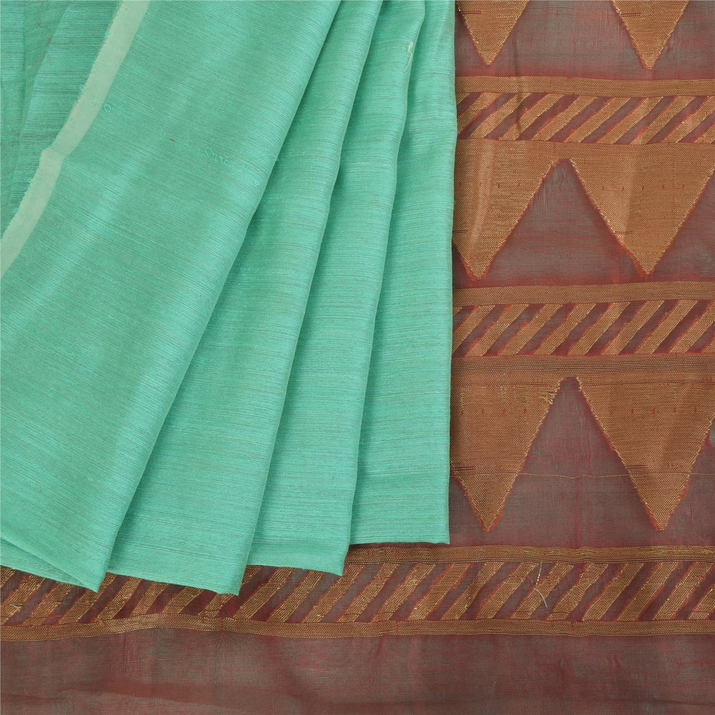 Sanskriti Vintage Sea Green Heavy Indian Sarees Pure Silk Woven Sari Fabric