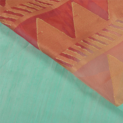 Sanskriti Vintage Sea Green Heavy Indian Sarees Pure Silk Woven Sari Fabric