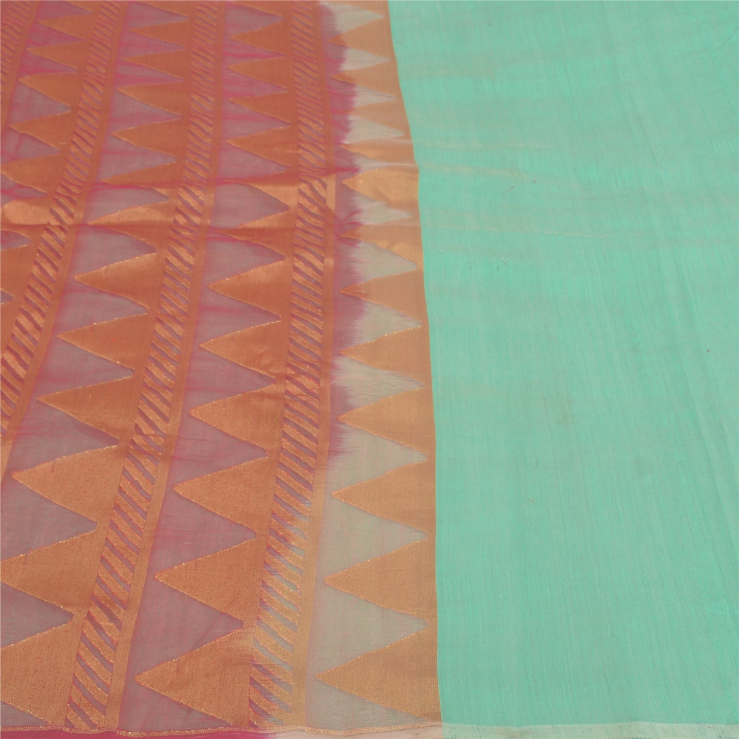 Sanskriti Vintage Sea Green Heavy Indian Sarees Pure Silk Woven Sari Fabric
