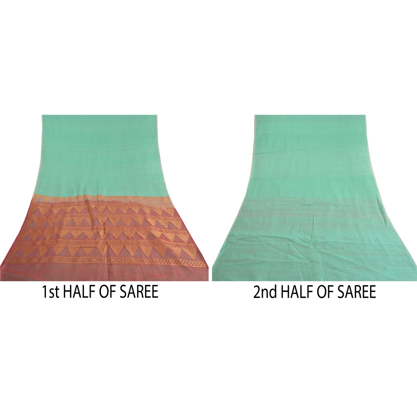 Sanskriti Vintage Sea Green Heavy Indian Sarees Pure Silk Woven Sari Fabric