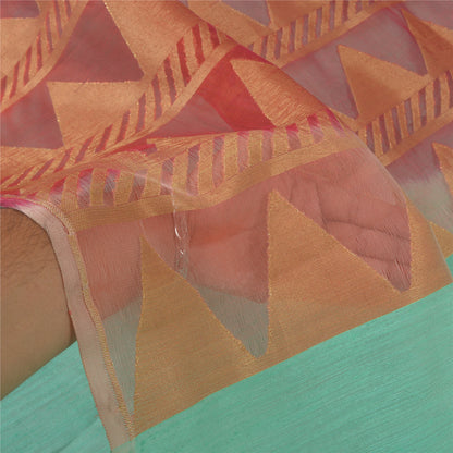 Sanskriti Vintage Sea Green Heavy Indian Sarees Pure Silk Woven Sari Fabric