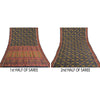 Sanskriti Vintage Black Heavy Indian Sarees Pure Silk Printed Woven Sari Fabric