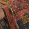 Sanskriti Vintage Black Heavy Indian Sarees Pure Silk Printed Woven Sari Fabric