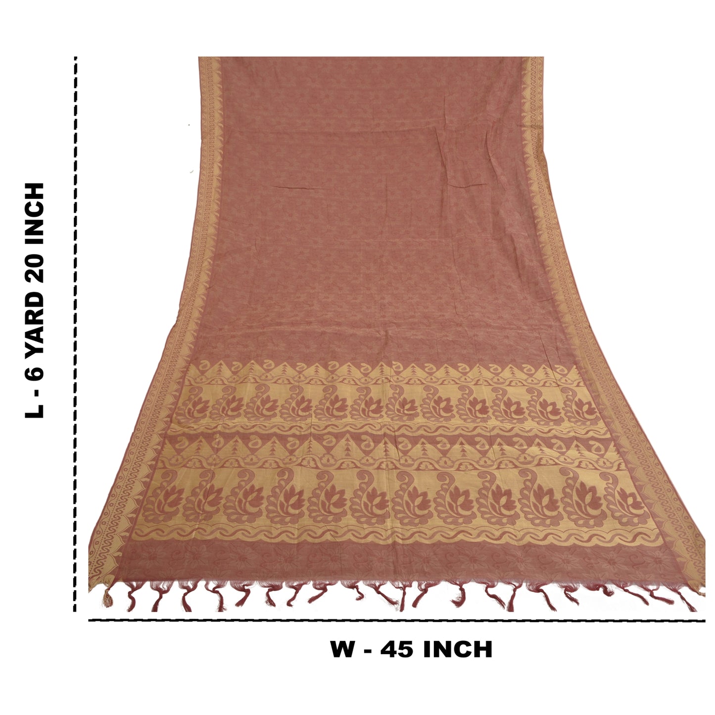 Sanskriti Vintage Saree 100% Pure Cotton Pink Indian Saree Woven Work 5yd Craft Fabric Recycled BohoQuilting Material For DIY Projects