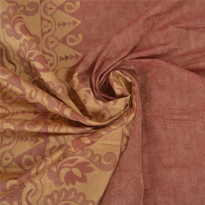 Sanskriti Vintage Saree 100% Pure Cotton Pink Indian Saree Woven Work 5yd Craft Fabric Recycled BohoQuilting Material For DIY Projects