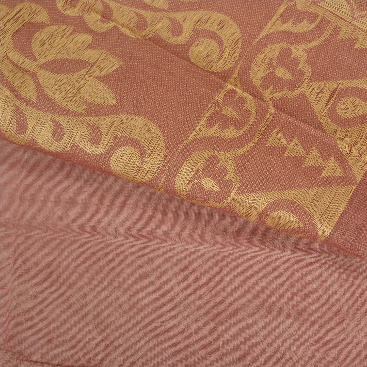 Sanskriti Vintage Saree 100% Pure Cotton Pink Indian Saree Woven Work 5yd Craft Fabric Recycled BohoQuilting Material For DIY Projects