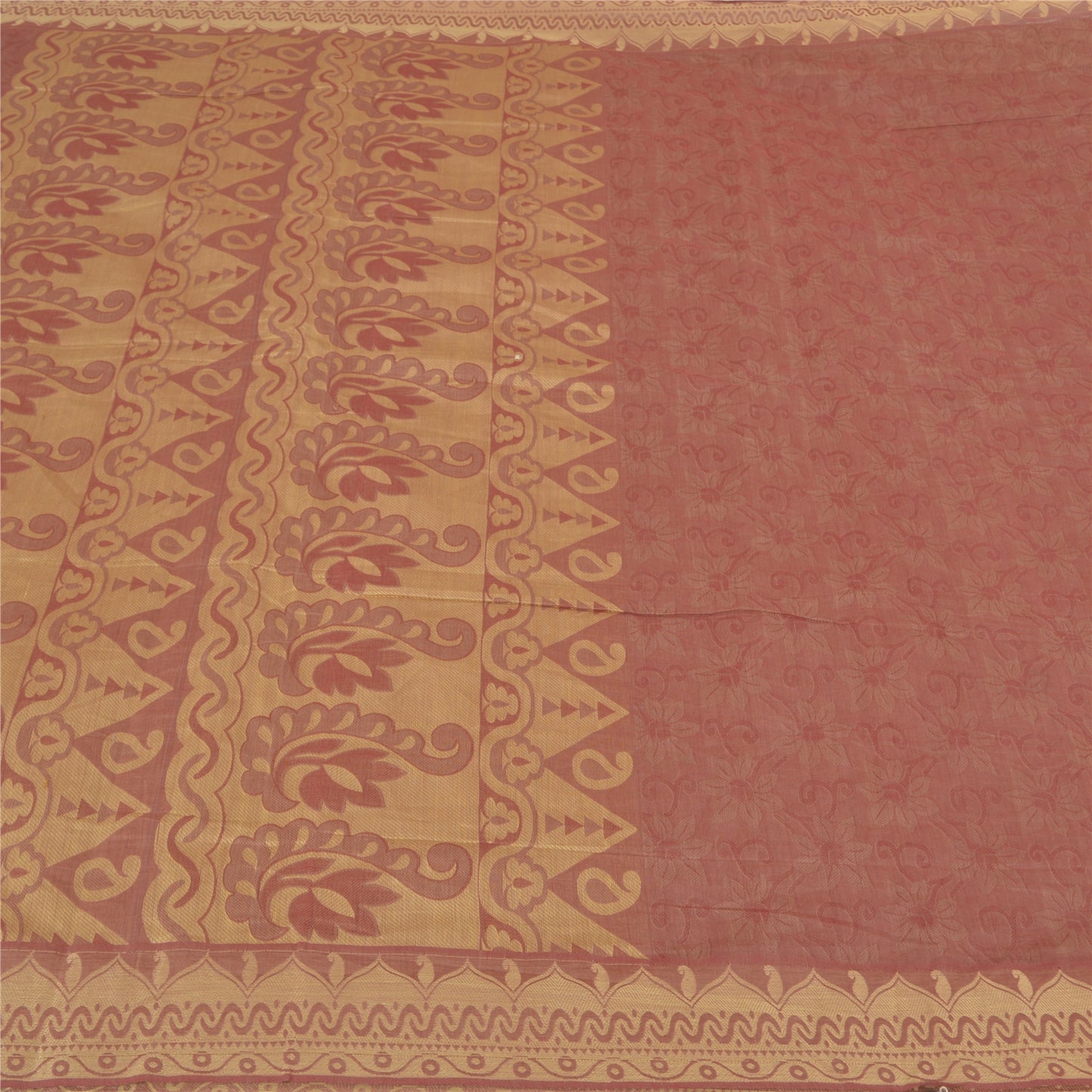 Sanskriti Vintage Saree 100% Pure Cotton Pink Indian Saree Woven Work 5yd Craft Fabric Recycled BohoQuilting Material For DIY Projects