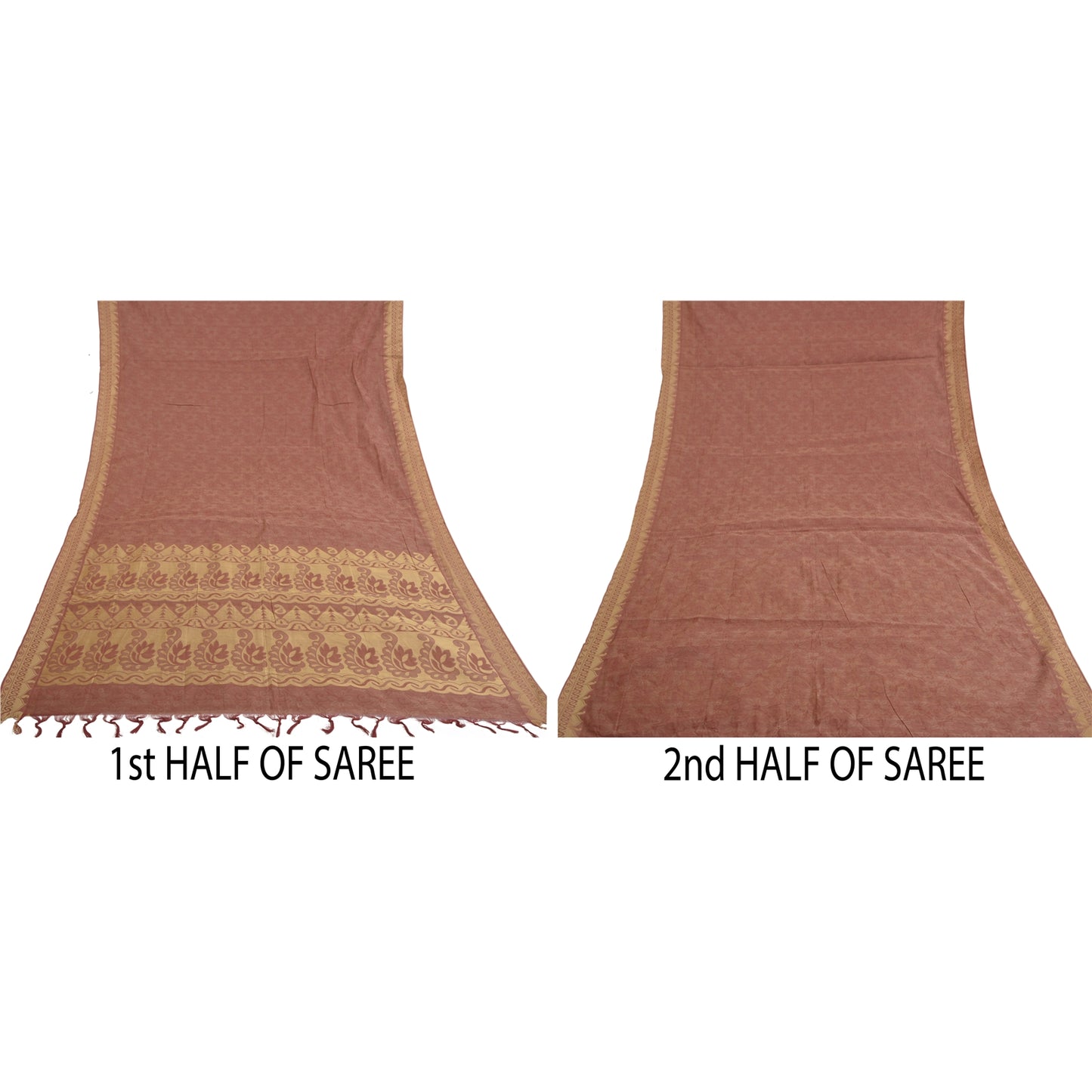 Sanskriti Vintage Pink Indian Sarees Pure Cotton Woven Work Sari Craft Fabric