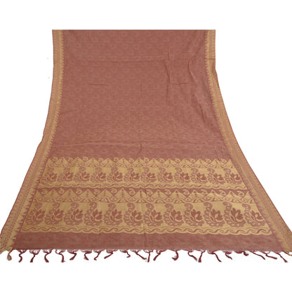 Sanskriti Vintage Saree 100% Pure Cotton Pink Indian Saree Woven Work 5yd Craft Fabric Recycled BohoQuilting Material For DIY Projects