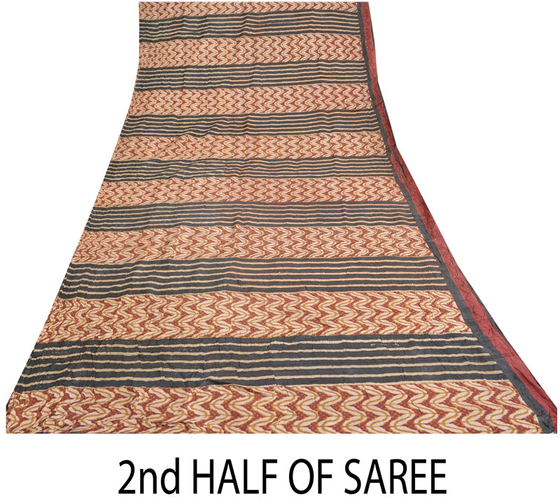 Sanskriti Vintage Green Heavy Sarees 100% Pure Silk Handmade Kantha Sari Sustainable Fabric