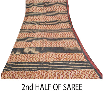 Sanskriti Vintage Green Heavy Sarees 100% Pure Silk Handmade Kantha Sari Sustainable Fabric