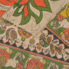 Sanskriti Vintage Ivory Heavy Sarees Pure Cotton Kalamkari Peacock Sari Fabric