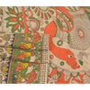 Sanskriti Vintage Ivory Heavy Sarees Pure Cotton Kalamkari Peacock Sari Fabric