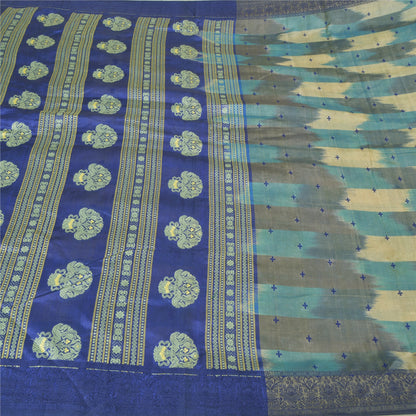Sanskriti Vintage Indian Sarees 100% Pure Silk Woven Sari 5 Yard Fabric
