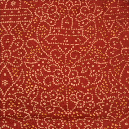 Sanskriti Vintage Dark Red Sarees Blend Silk Woven Bandhani Print Sari Fabric