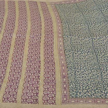 Sanskriti Vintage Grey Indian Sarees 100% Pure Silk Printed Premium Sari Fabric