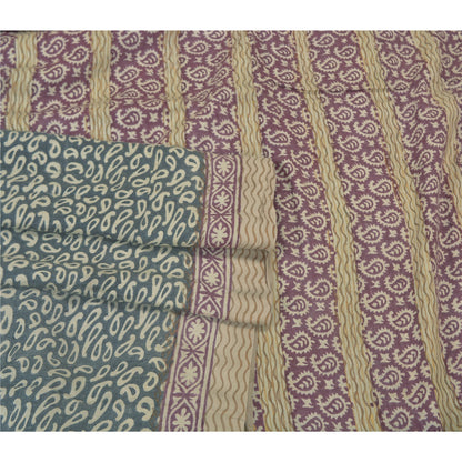 Sanskriti Vintage Grey Indian Sarees 100% Pure Silk Printed Premium Sari Fabric