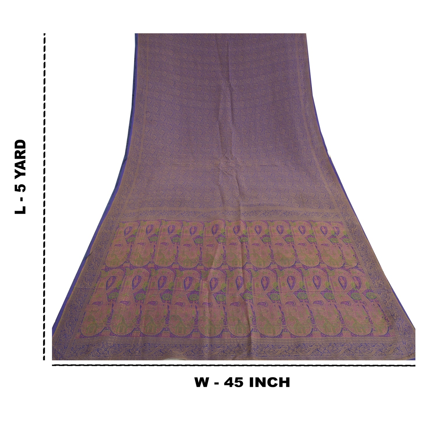Sanskriti Vintage Saree 100% Pure Silk Blue Handwoven Heavy Sarees Banarasi Tanchoi 5yd Craft Fabric For Crafting, Upcycling, or Even Wearing, Decor