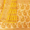 Sanskriti Vintage Yellow Indian Sarees 100% Pure Silk Woven Unique Sari Fabric