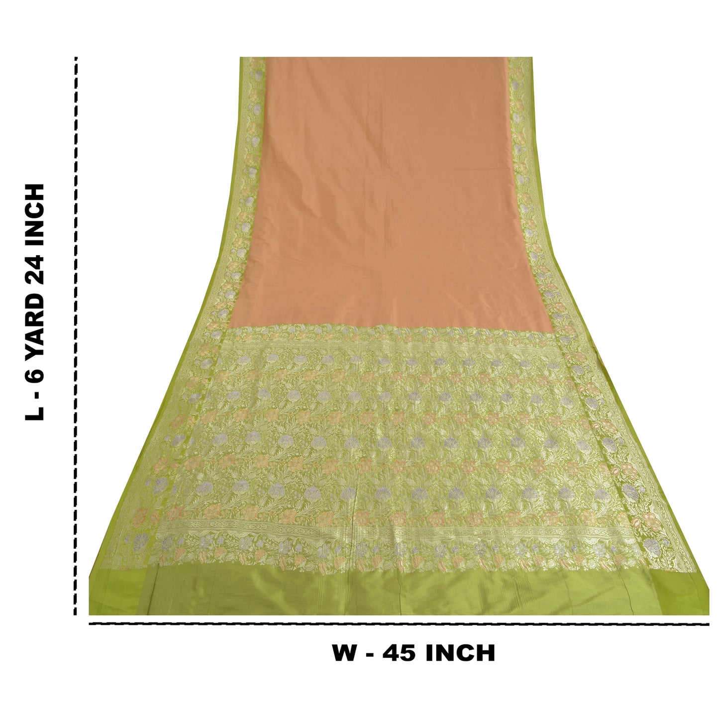 Sanskriti Vintage Green Indian Sarees Satin Woven Party Sari 5 Yard Fabric